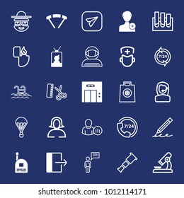 People filled and outline vector icon set on navy background