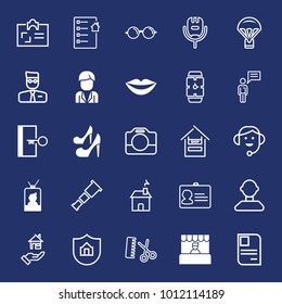People filled and outline vector icon set on navy background