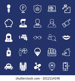 People filled and outline vector icon set on navy background