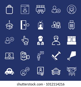People filled and outline vector icon set on navy background