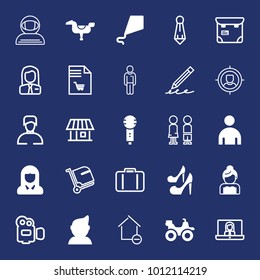 People filled and outline vector icon set on navy background