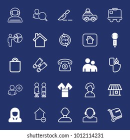 People filled and outline vector icon set on navy background