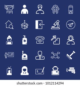 People filled and outline vector icon set on navy background
