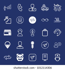 People filled and outline vector icon set on navy background
