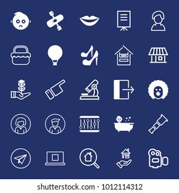 People filled and outline vector icon set on navy background