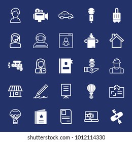 People filled and outline vector icon set on navy background