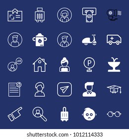 People filled and outline vector icon set on navy background