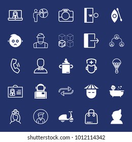People filled and outline vector icon set on navy background
