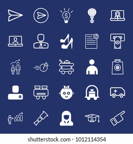People filled and outline vector icon set on navy background