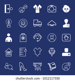 People filled and outline vector icon set on navy background