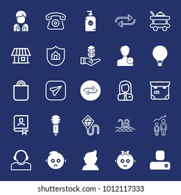 People filled and outline vector icon set on navy background