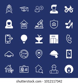 People filled and outline vector icon set on navy background