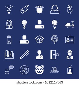 People filled and outline vector icon set on navy background