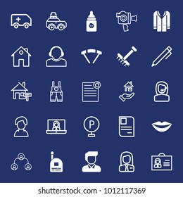 People filled and outline vector icon set on navy background