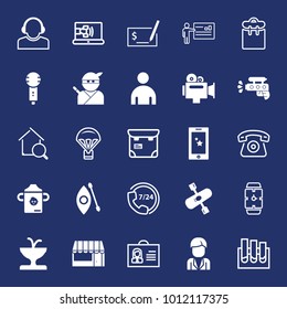 People filled and outline vector icon set on navy background