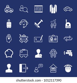 People filled and outline vector icon set on navy background