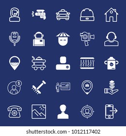 People filled and outline vector icon set on navy background