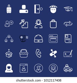 People filled and outline vector icon set on navy background