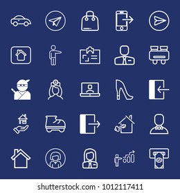 People filled and outline vector icon set on navy background