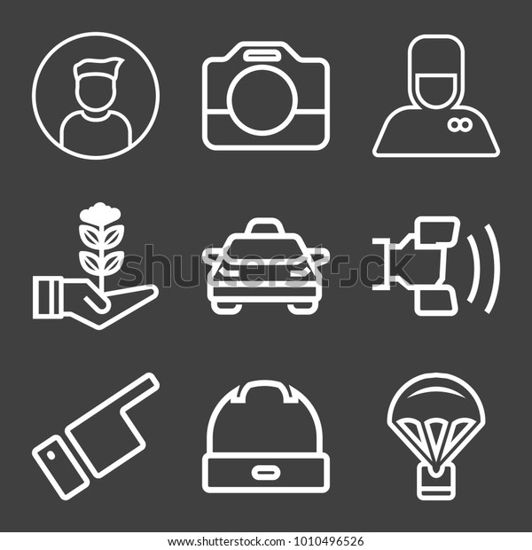 People filled and outline vector icon set on
black background