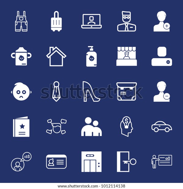 People filled and outline vector icon set on
navy background