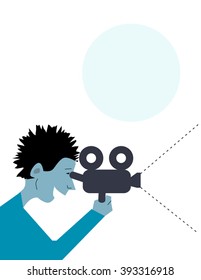 People Filming Using Video Camera Vector Illustration
