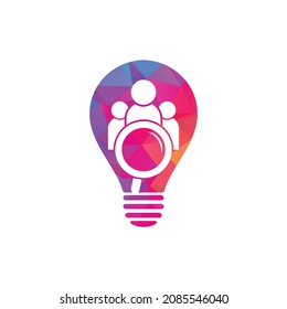 People finder bulb logo logo. Magnifying glass logo. loupe and people logo design icon