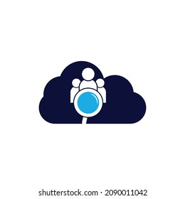 People finder cloud shape logo. Magnifying glass logo. loupe and people logo design icon