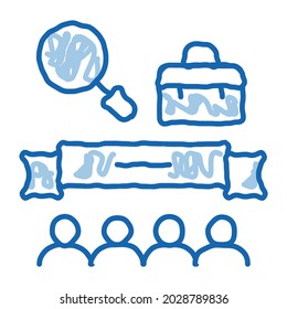 people finish research sketch icon vector. Hand drawn blue doodle line art people finish research sign. isolated symbol illustration