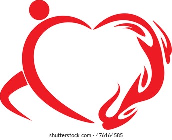 People with fire icon vector drawing sign