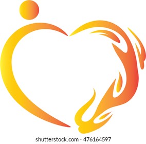 People with fire icon vector drawing sign