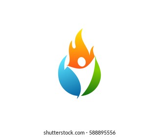 People Fire Logo Design Element