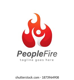 People Fire Logo Design Template