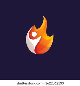 people fire logo design vector illustration