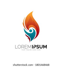 People and fire logo design, Vector logo combination of a man and fire. red logo