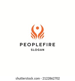 People Fire logo icon flat design template 
