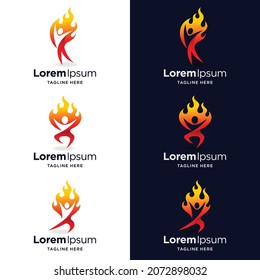 people in fire logo with multiple concept