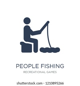 People Fishing icon icon. Trendy flat vector People Fishing icon on white background from Recreational games collection, vector illustration can be use for web and mobile, eps10