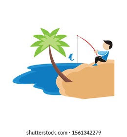 people fishing on the beach illustration - vector

