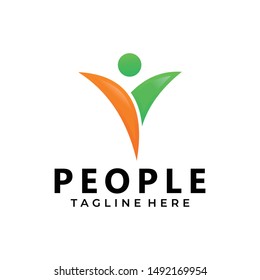People fit logo icon vector illustration