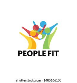 People Fit Logo Template Design Vector, Emblem, Design Concept, Creative Symbol, Icon