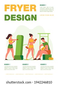 People in fitness club. Men and women training bodies, weight lifting, stretching muscles in gym. Vector illustration for sport, exercising, active lifestyle concept