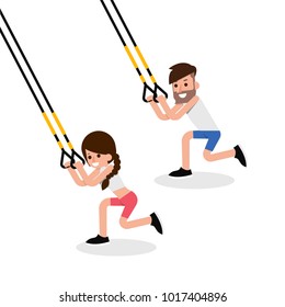 People fitness exercise flat design, vector.
