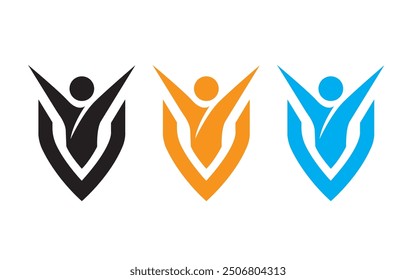 people fitness logo or man icon logo design