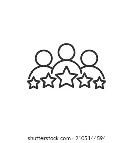 People with five stars. Favorite person icon concept line style isolated on white background. Vector illustration