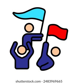 People with a flag. Protest, elections, rally, freedom, independence, civil war, freedom of speech, demonstration, detentions, will of the people, debate, voters.