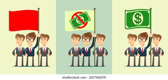 People with flag. set. isolated on background. Stock flat vector illustration.