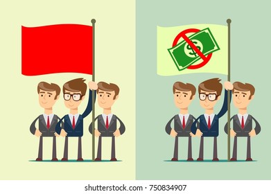 People with flag. set. isolated on background. Stock flat vector illustration.