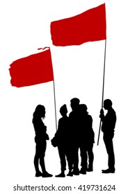 People with flags on white background