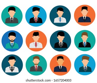People flat design characters avatar and Flat  circle icon characters for website.